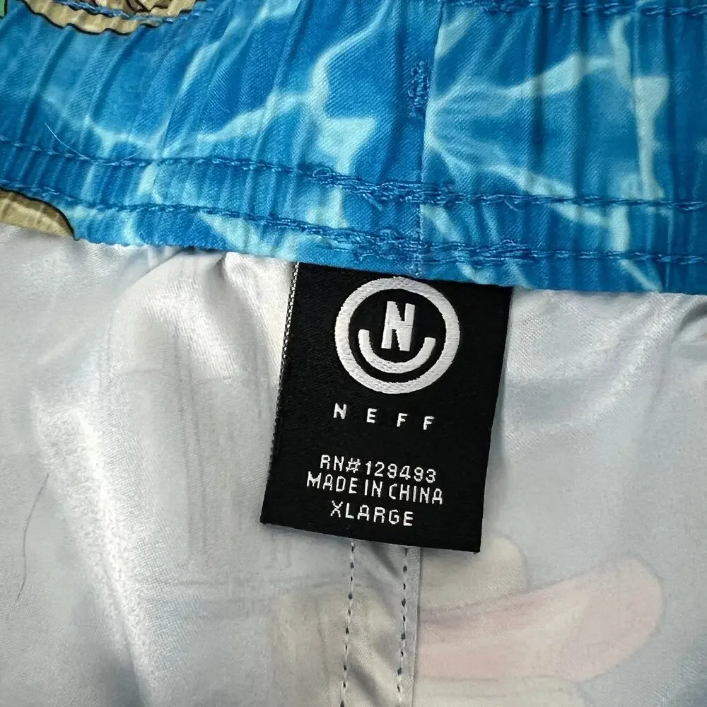 Neff Hot Tub Swim Trunk Shorts Pool Party Blue Size XL
